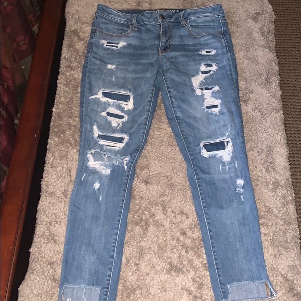 AE Super Stretch Distressed Skinny Jeans